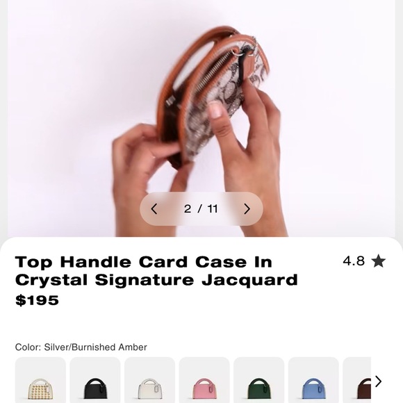 Top Handle Card Case In Crystal Signature Jacquard - Picture 3 of 6